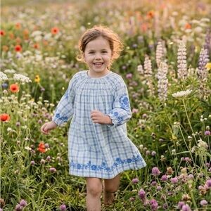 NWT Lali Pink Floral Embroidered Blue Tassel Button Dress Lot Girls Size 5